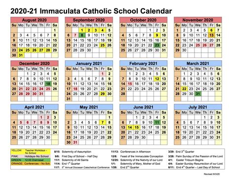 immaculata university academic calendar
